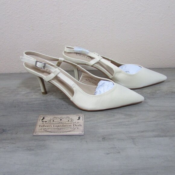 Journee Collection Women's 7 Knightly Pump Heels Ivory - Picture 1 of 4